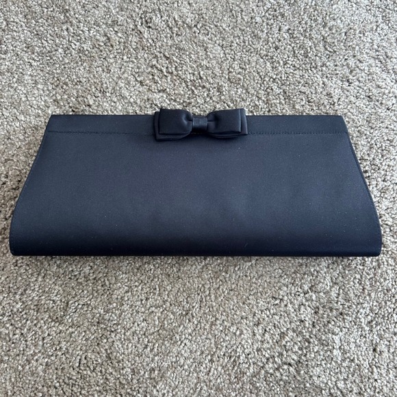 Black Bow Clutch‎ Evening Bag Formal Party Purse Magnetic Closure - Picture 1 of 4
